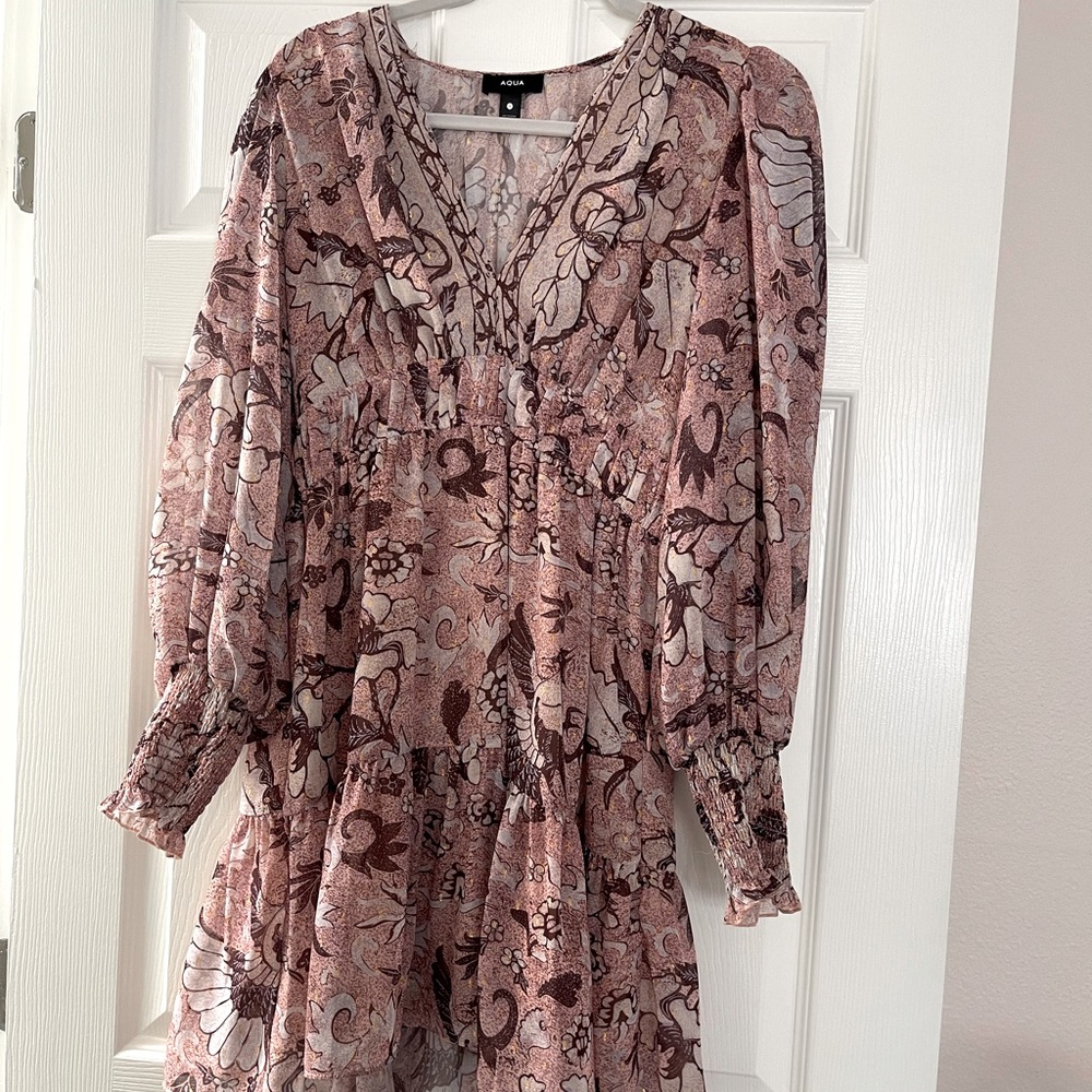 AQUA brand‎  abstract v neck dress - pink Bloomingdale’s - Picture 3 of 4
